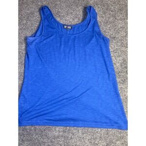 Top‎ Ligne Tank Top Women's Large Blue Heather Regular Fit Wide Strap Round Neck